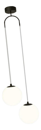 Luminária Pendente De Cabeça Dupla, Abajur De Vidro, Preto