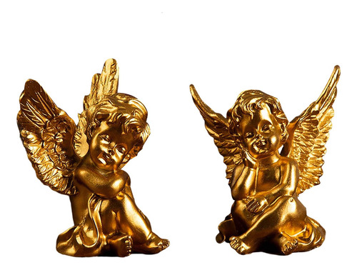 2 Estatuas De Ángeles De Querubines Decorativas De Resina
