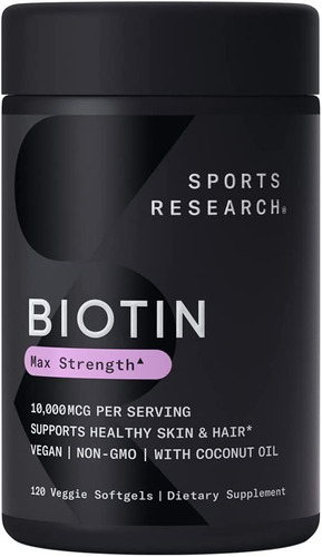 Biotin 10000mcg Con Aceite Coco Gluten Free Tratamiento X120