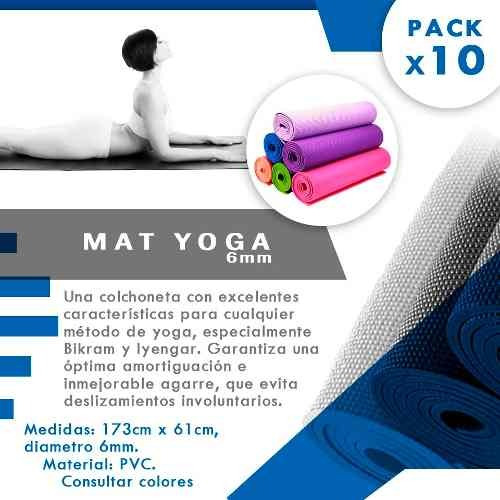 Mat Yoga 6 Mm  Pack 10x  + Bolsos Regalo | Pilates Sdmed