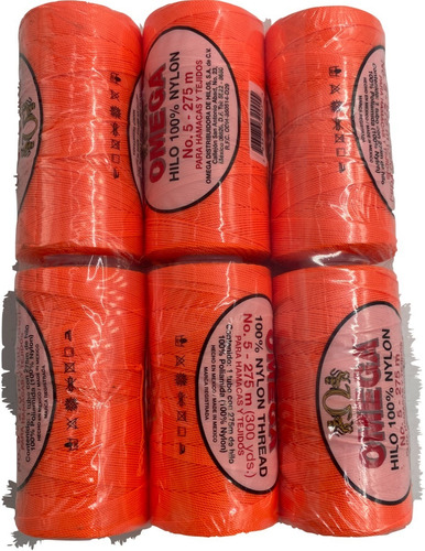 Hilo Omega 100% Nylon #5 Para Hamacas Y Tejidos Pack 6 Pzas