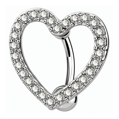 Piercing Ombligo Corazón Diamantes Inverso Invertido Joyeria