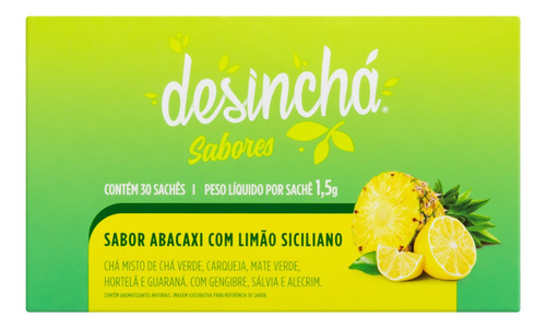Chá Desinchá abacaxi com limão siciliano em sachê 45 g 30 u