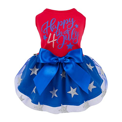 Fitwarm Happy 4th Of July Vestido De Tul Para Perro, Ropa Pa