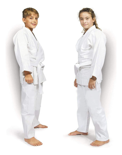 Judogi Aikido Kimono Traje Gabardina Niños + Cinto Blanco 