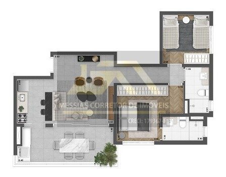 Imagem 6 de 13 de Apartamentos 1 Dormitórios E 1 Vaga - Upper - Brooklim - 42 Metros - 75