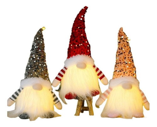 Para Lote 3 Muñecoduende Con Luz Led Mayoreo Navideño Gnomo