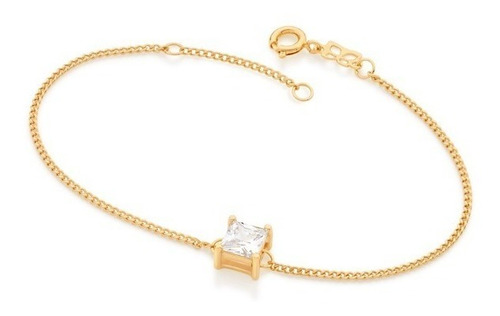 Pulseira Rommanel Banhado Ouro Fio Grumet Cristal Delicado