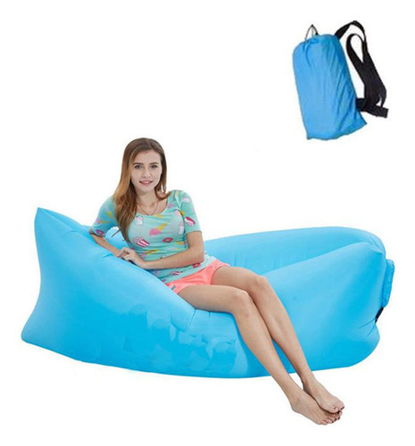 N/c Sofá Inflable Portátil, Azul, Saco De Aire, Cama Para.