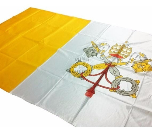 Imagen 1 de 4 de Bandera Papal Vaticano Con Escudo *60x90cm* Oficial Reforzad