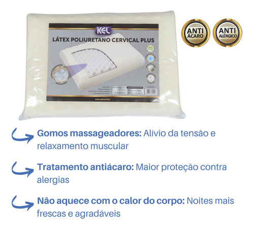 Travesseiro Em Látex Poliuretano Cervical Plus Kel