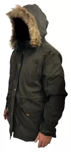 Campera Parka Hombre Invierno Forrada Gabardina Piel Capucha