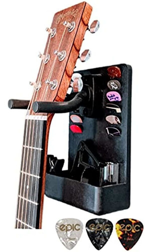 Soporte De Pared Para Guitarra Epic Con Compartimento De Alm