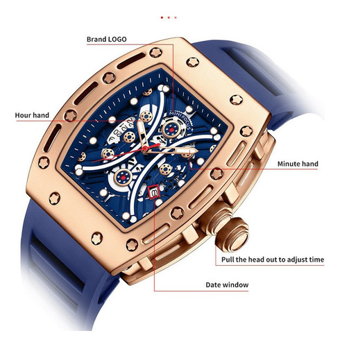 Relojes De Lujo Mini Focus Square Skeleton Para Hombre