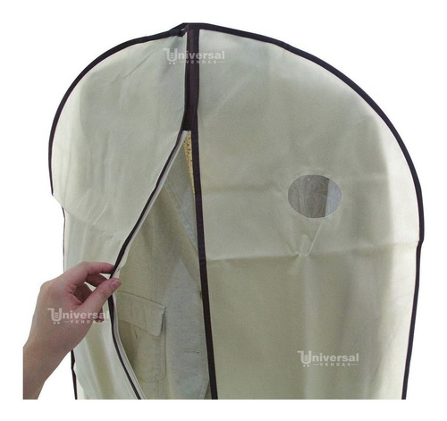 Imagem 2 de 5 de Kit 2 Pçs Capa Em Tnt P/ Roupas Terno Vestido Zíper 60x100