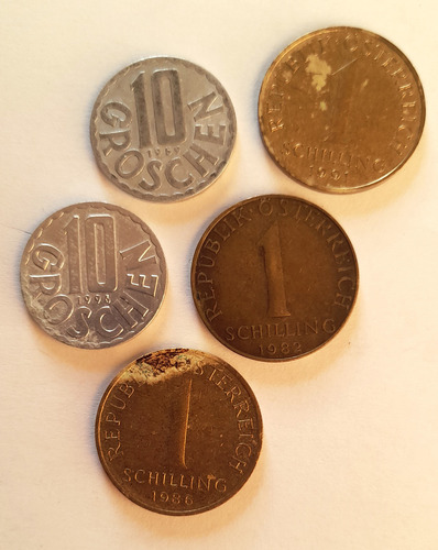 Lote De 11 Monedas Austríacas Antiguas Del 1894 Al 1996 (Usado)