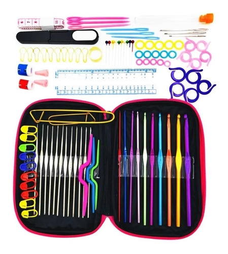 Kit Ganchos Para Tejido Crochet Con Estuche 100 Pzas