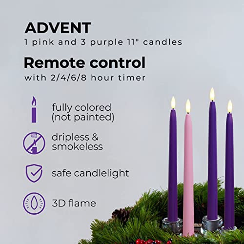 Velas De Adviento Sin Llama Starry, Juego De 4, Led Parpadea
