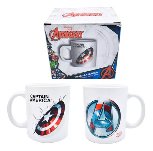 Taza Tarro Cerámica Avengers / Capitán América 480 Ml