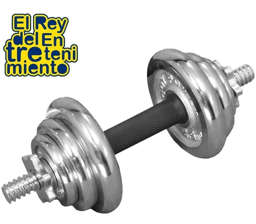 Set Mancuerna Maciza Cromada C/ Rosca + 10 Kilos - El Rey