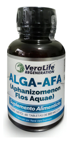 Afa Alga - 60 comprimidos de 900 mg - Multivitamínico - Sabor sem sabor Veralife