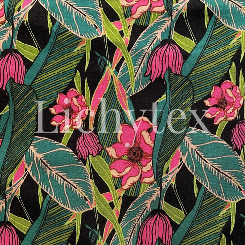 Tela Fibrana Rayon Estampada X Rollo 55 Mts Art6039 Lichytex