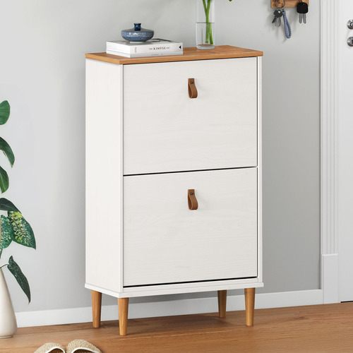 Sapateira Compacta 2 Portas Madeira Branco Freijó Mikka