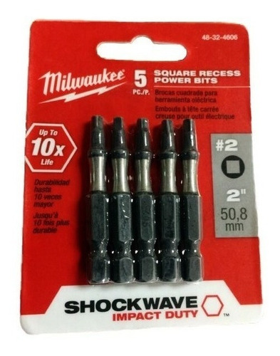 Puntas Shockwave Cuadro #2 X 2'' 48324606 Milwaukee