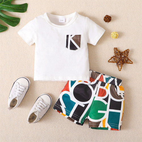 Conjunto Para Bebé 3-12m Con Estampado De Letras Multicolor Blanco 6-9 M