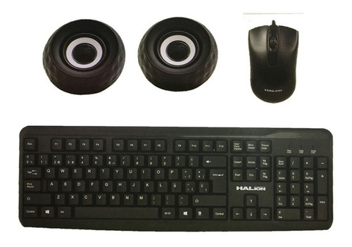 Combo Kit 3 En 1 Teclado Mouse Y Parlantes Halion Usb Hakit4