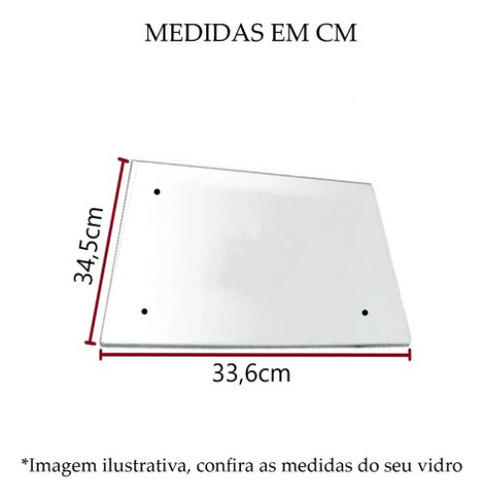 Vidro Lateral 3 Furos Reposição Estufa Titã Evr 345x336