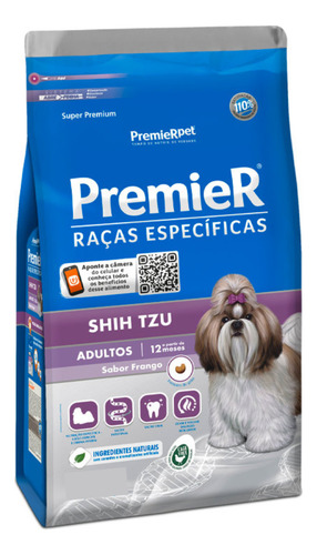 Ração Premier Para Cães Shih Tzu Adulto 7,5kg Sabor Frango