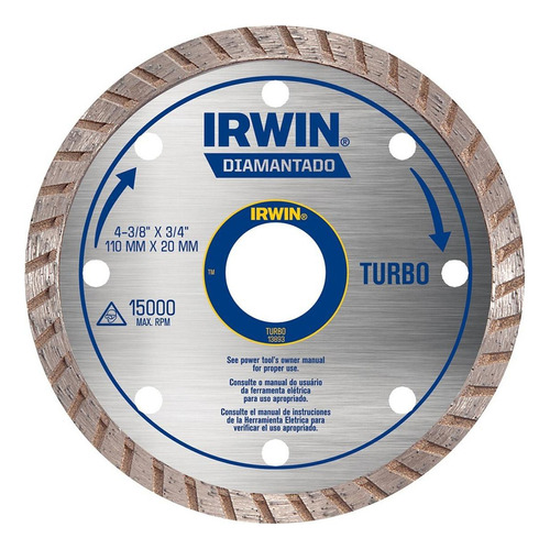 Disco Diamantado Irwin Turbo 110mm Agua Iw13893