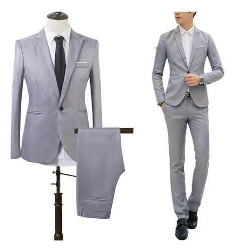 Gris Traje Smoking Hombre Super Slimfit Juego De Dos Pie [u]