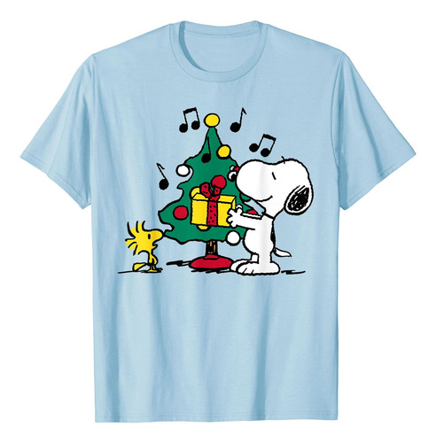 Peanust Snoopy Y Woodstock - Playera Navideña Con Árbol De