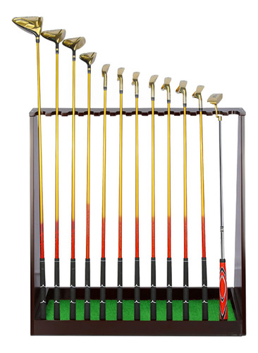 Soporte De Golf De Madera Para 13 Palos Con Césped Artificia