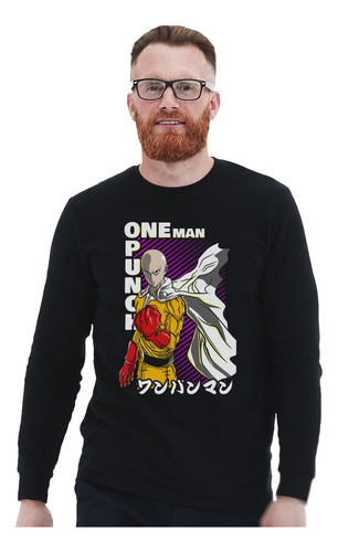 Polera Ml One Punch Man Saitama Con Capa Anime Impresión Dir