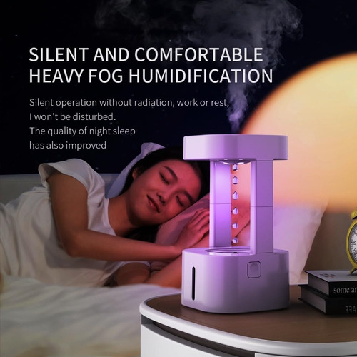 Humidificador Difusor De Niebla Fría Antigravedad 7 Colores