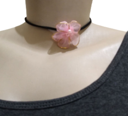 Colar Gargantilha Choker Flor Feminino Tendência 