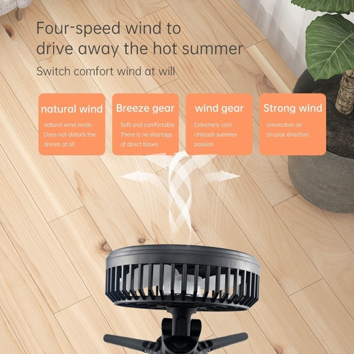Ventilador De Mesa O Camping Portátil Recargable Con Luz Led