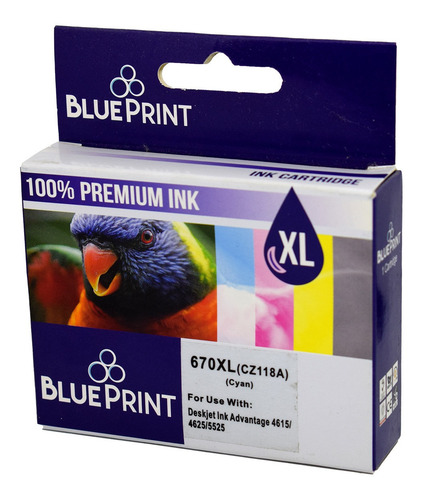 Cartucho Tinta Blueprint 670 Xl Cian P/ Impresora Epson
