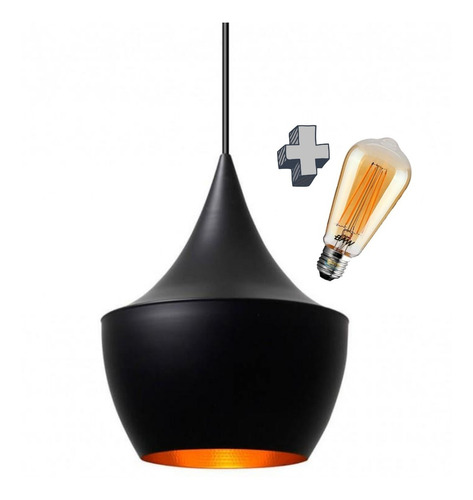 Lampara Led + Campana Colgante Negra Cobre Tom Dixon Chiaro