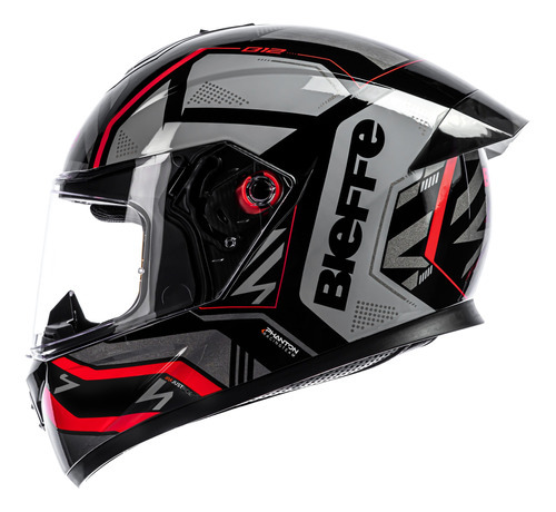 Capacete Bieffe B12 Phanton Esportivo Preto Moto Aerofolio Cor Preto/Vermelho Brilho Tamanho do capacete 58