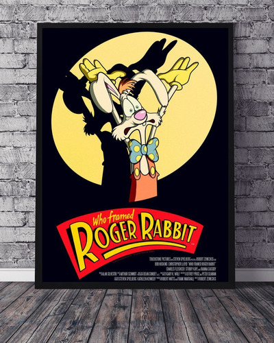 Poster Cuadro Marco Negro 33x48 Cm Roger Rabbit Ilustracion