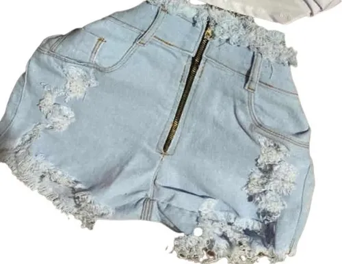 Shorts jeans de amarrar na best sale frente