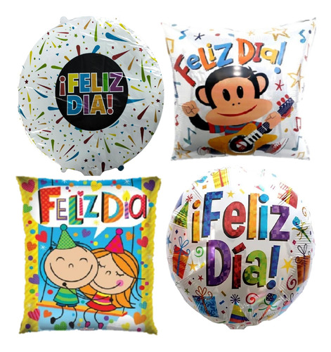 10 Pzas Globo Metálico Globos Feliz Dia 9 Pulgadas 23 Cm