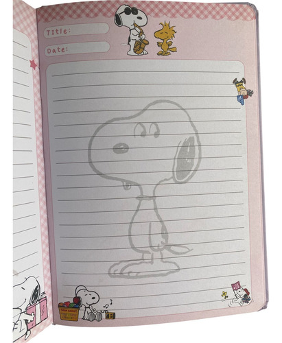 Set Libreta Pasta Dura Snoopy + Postit Snoopy Con Caballete