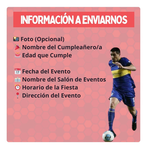 Invitación Digital Animada De Cumpleaños Infantil - Tiziben Boca Juniior - Idólos - Riquelme Y Palermo
