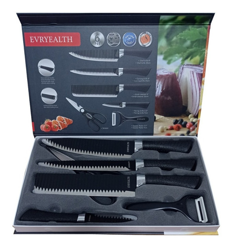 Set 6 Cuchillos Juego Cuchillos Cocina Tijera Pelador Pro