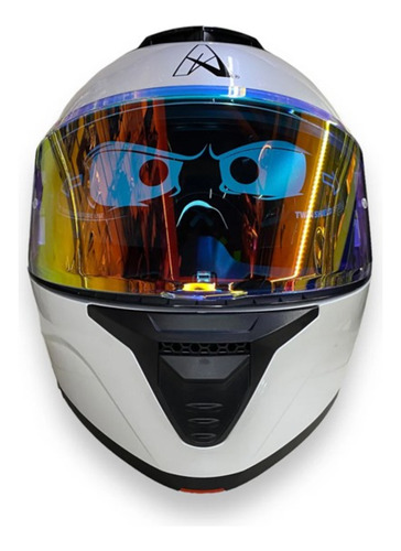 Casco Abatible Deportivo Fibra Carbono Certificado Dot Led Perla Aperlado Tornasol L